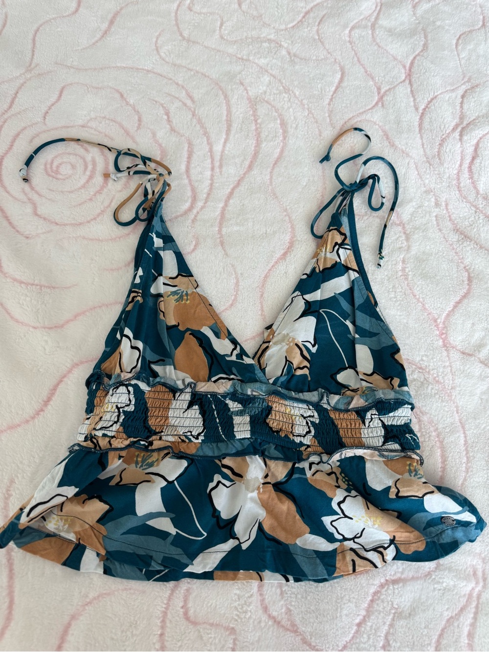 Roxy Teal Floral Tank Top